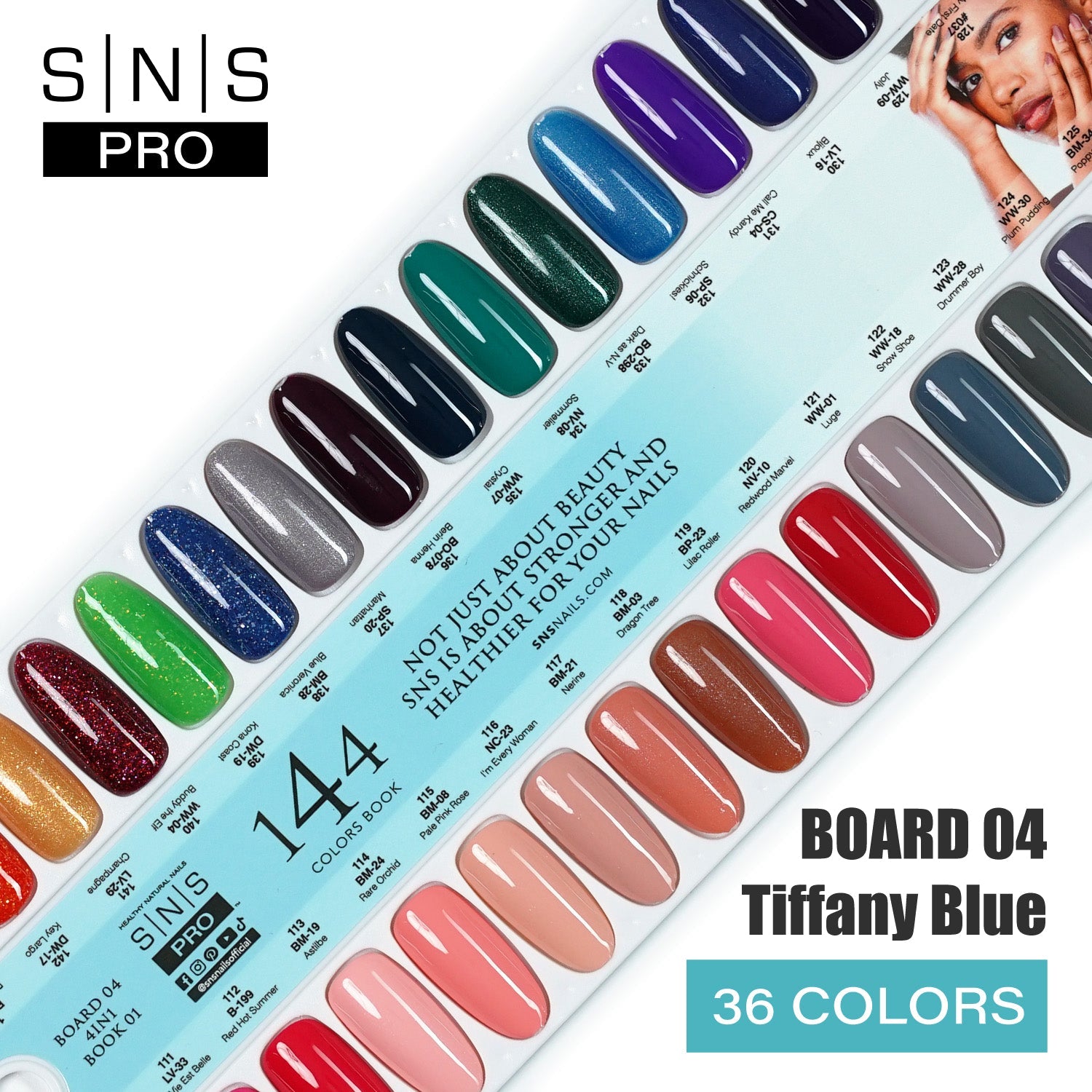 SNS Pro 4 in 1 Tiffany Blue - Board 4 (109 - 144) - Dip, Gel & Lacquer Matching - DTK Nail Supply