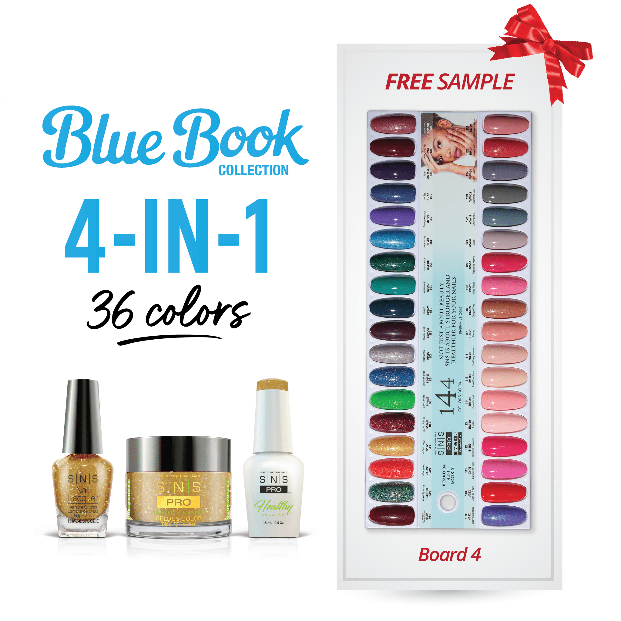 SNS Pro 4 in 1 Tiffany Blue - Board 4 (109 - 144) - Dip, Gel & Lacquer Matching - DTK Nail Supply