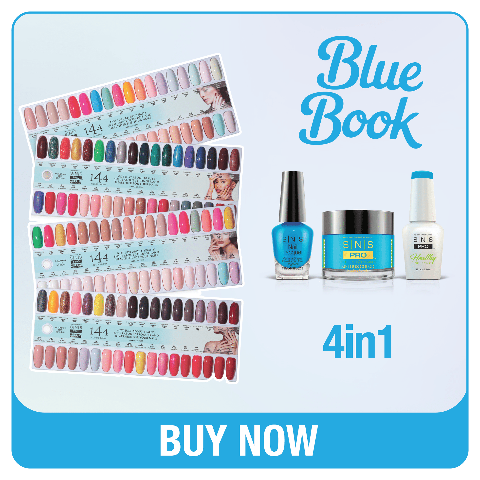 SNS Pro 4 in 1 Tiffany Blue - Set 144 Colors - Dip, Gel & Lacquer Matching - DTK Nail Supply