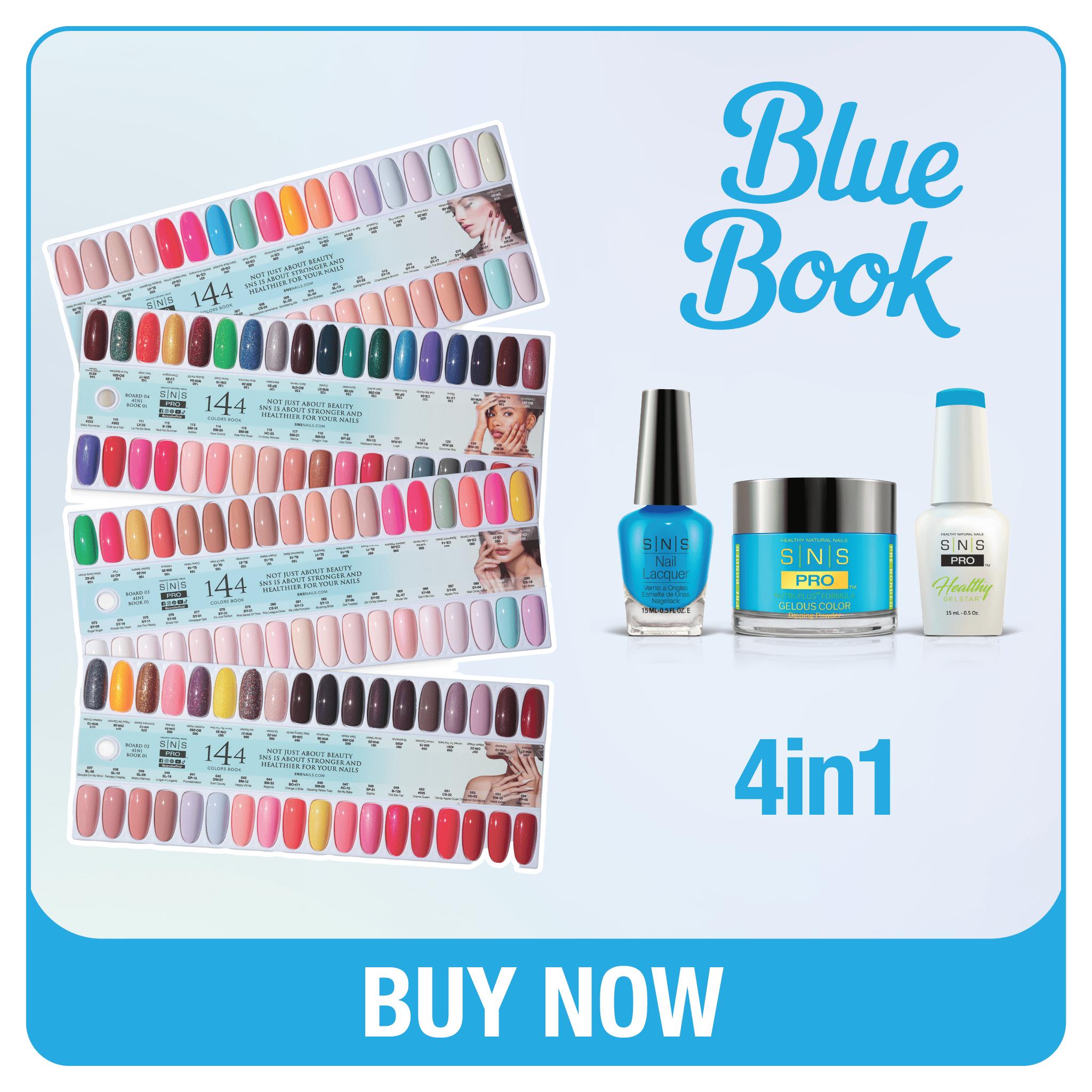 SNS Pro 4 in 1 Tiffany Blue - Set 144 Colors - Dip, Gel & Lacquer Matching - DTK Nail Supply