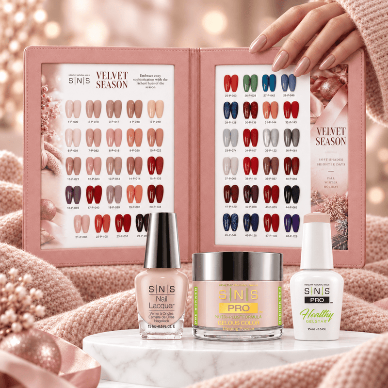 SNS Pro 4 in 1 Velvet Season - Set 48 Colors - Dip & Acrylic, Gel & Lacquer Matching - DTK Nail Supply