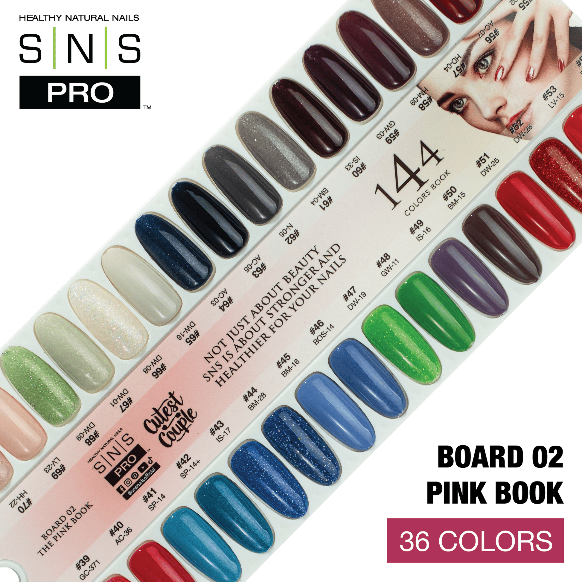 SNS Pro Dipping & Acrylic Powder - Set 36 Colors - Board 02 Pink Collection (037 - 072) - DTK Nail Supply