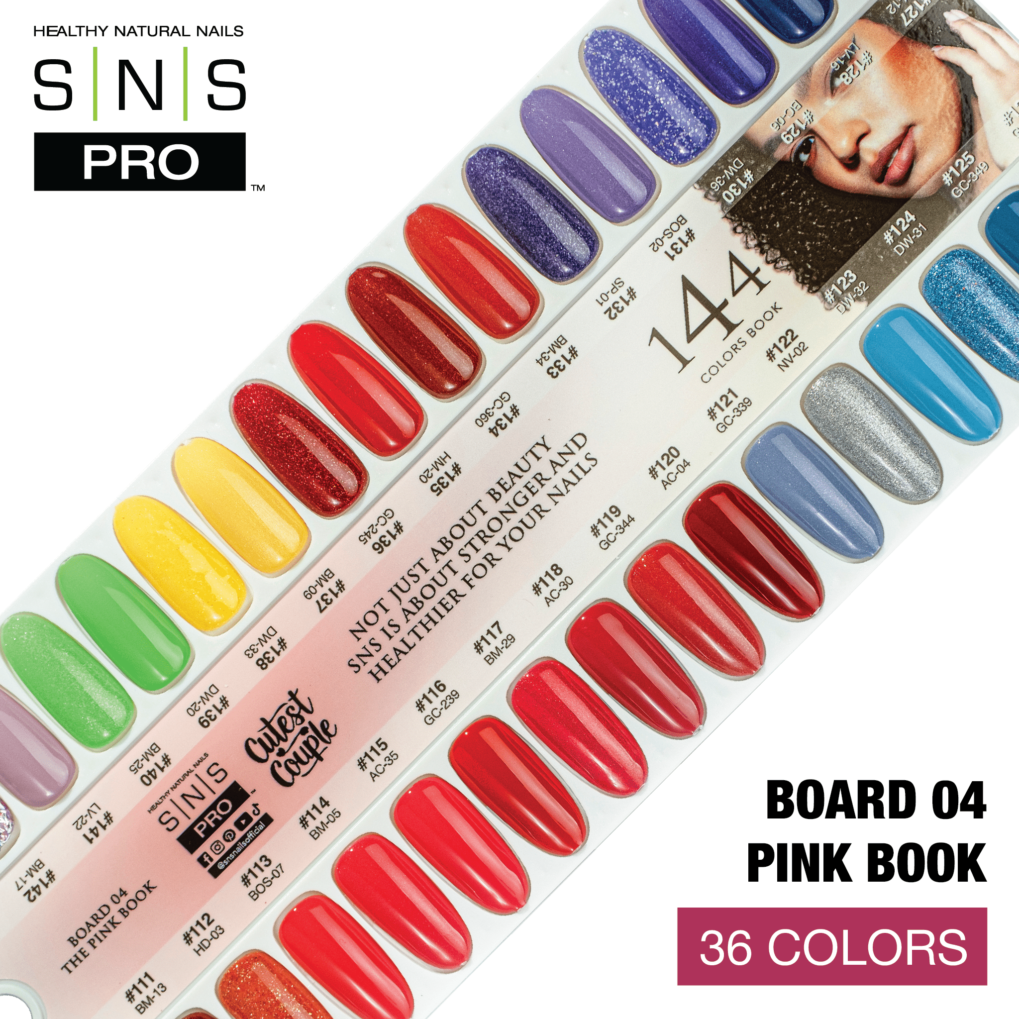 SNS Pro Dipping & Acrylic Powder - Set 36 Colors - Board 04 Pink Collection (109 - 144) - DTK Nail Supply