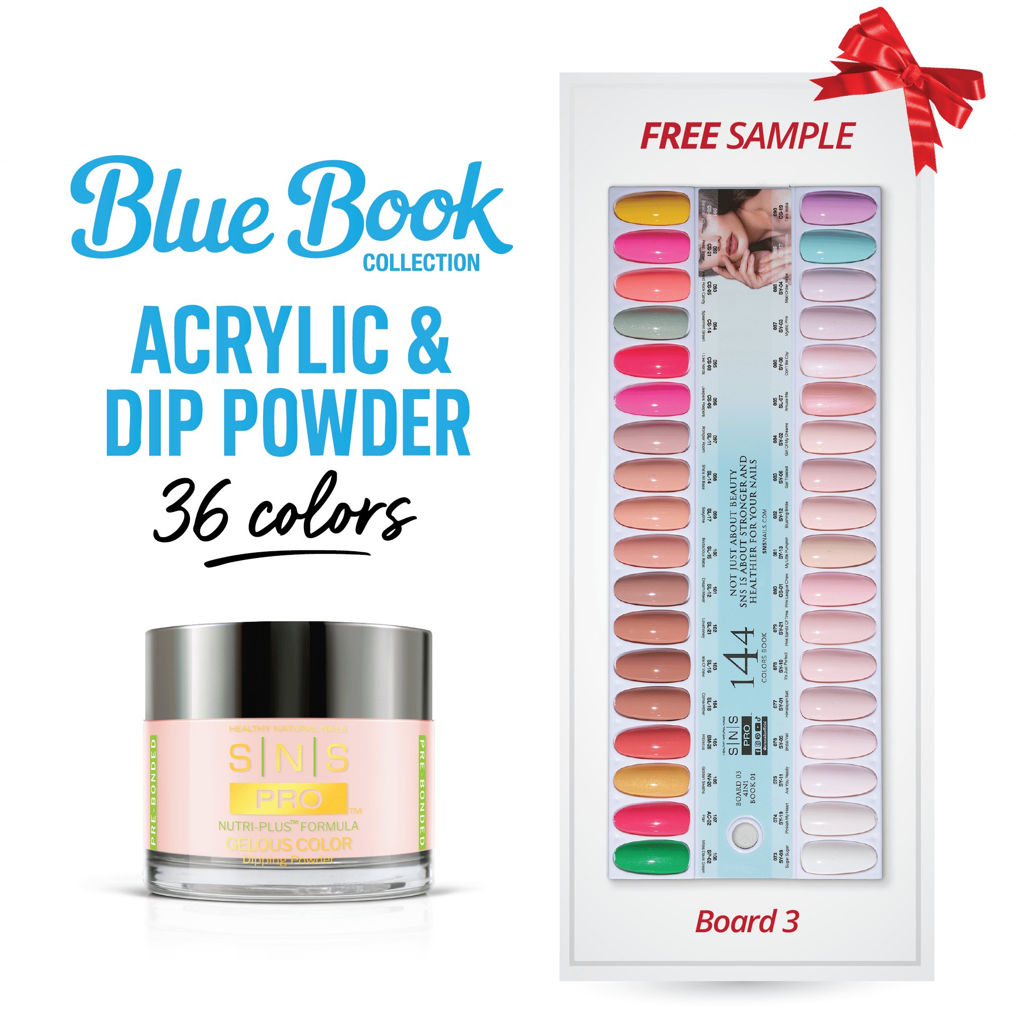 SNS Pro Dipping & Acrylic Powder - Set 36 Colors - Board 3 (073 - 108) - Tiffany Blue Collection - DTK Nail Supply