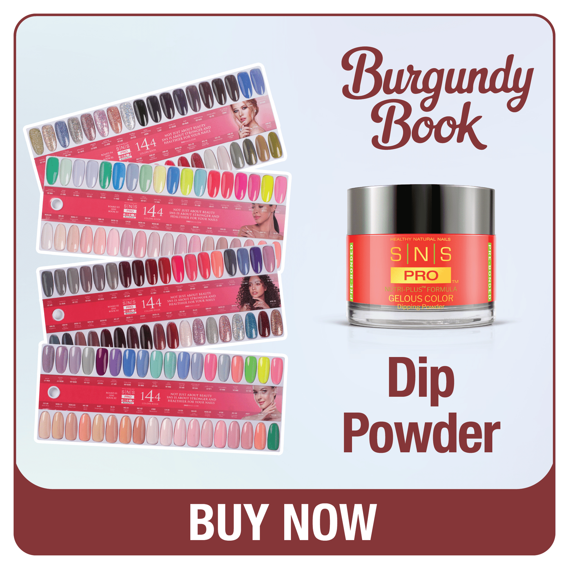 SNS Pro Dipping Powder - Set 144 Colors - Burgundy Collection - DTK Nail Supply