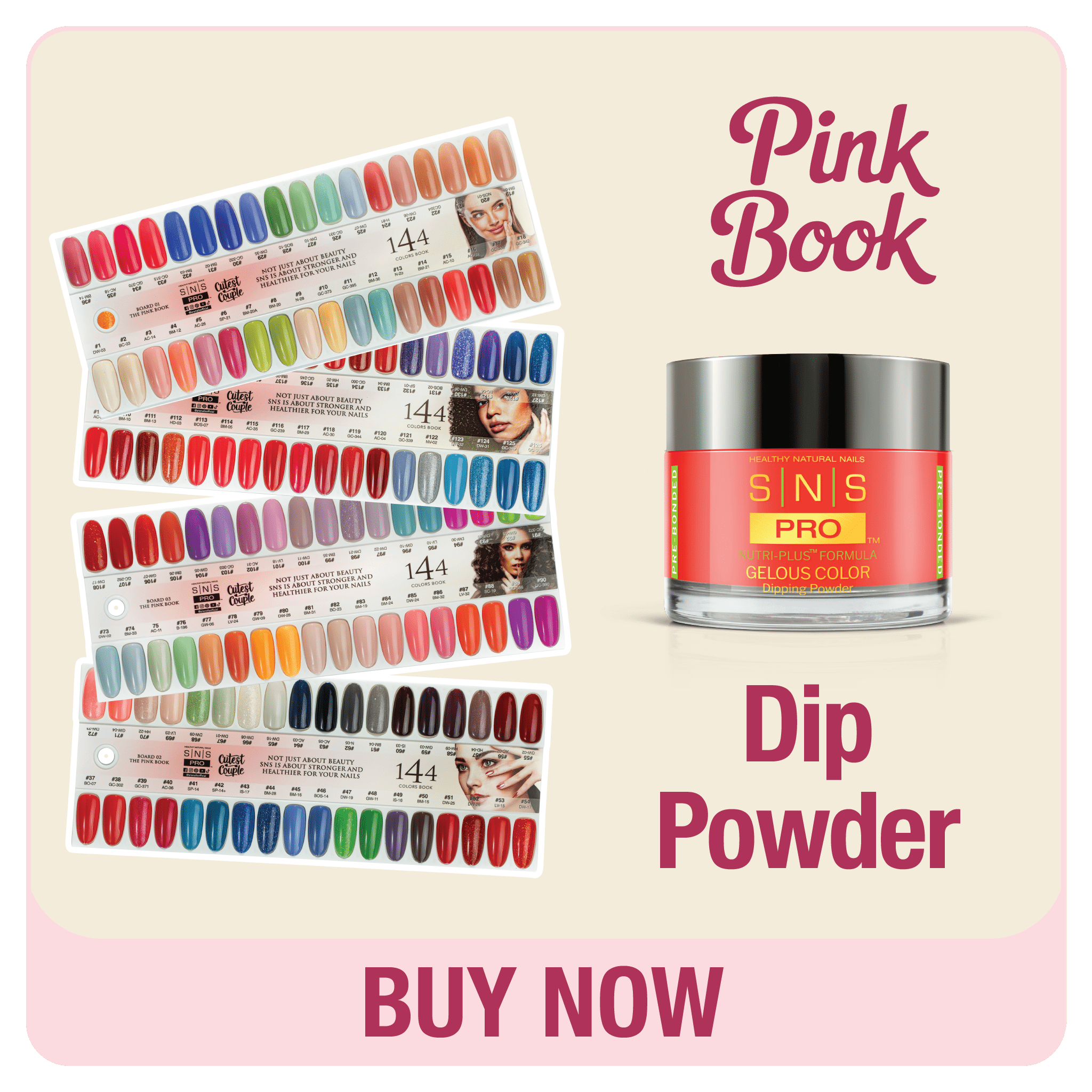 SNS Pro Dipping Powder - Set 144 Colors - Pink Collection - DTK Nail Supply