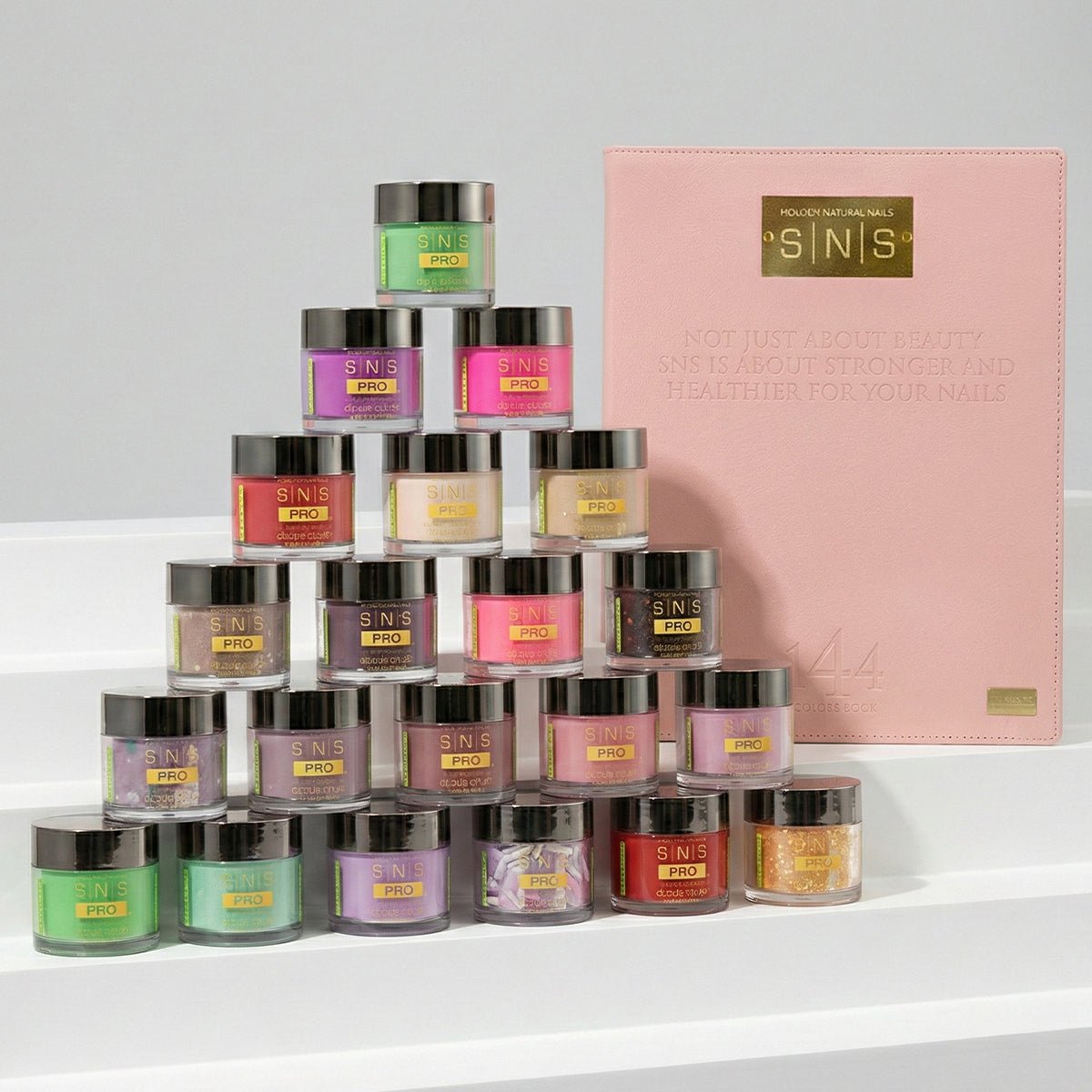 SNS Pro Dipping Powder - Set 144 Colors - Pink Collection - FREE Set of 8 SNS 3 - in - 1 Powders + 2 Liquid Sets + 1 SNS Lamp - DTK Nail Supply