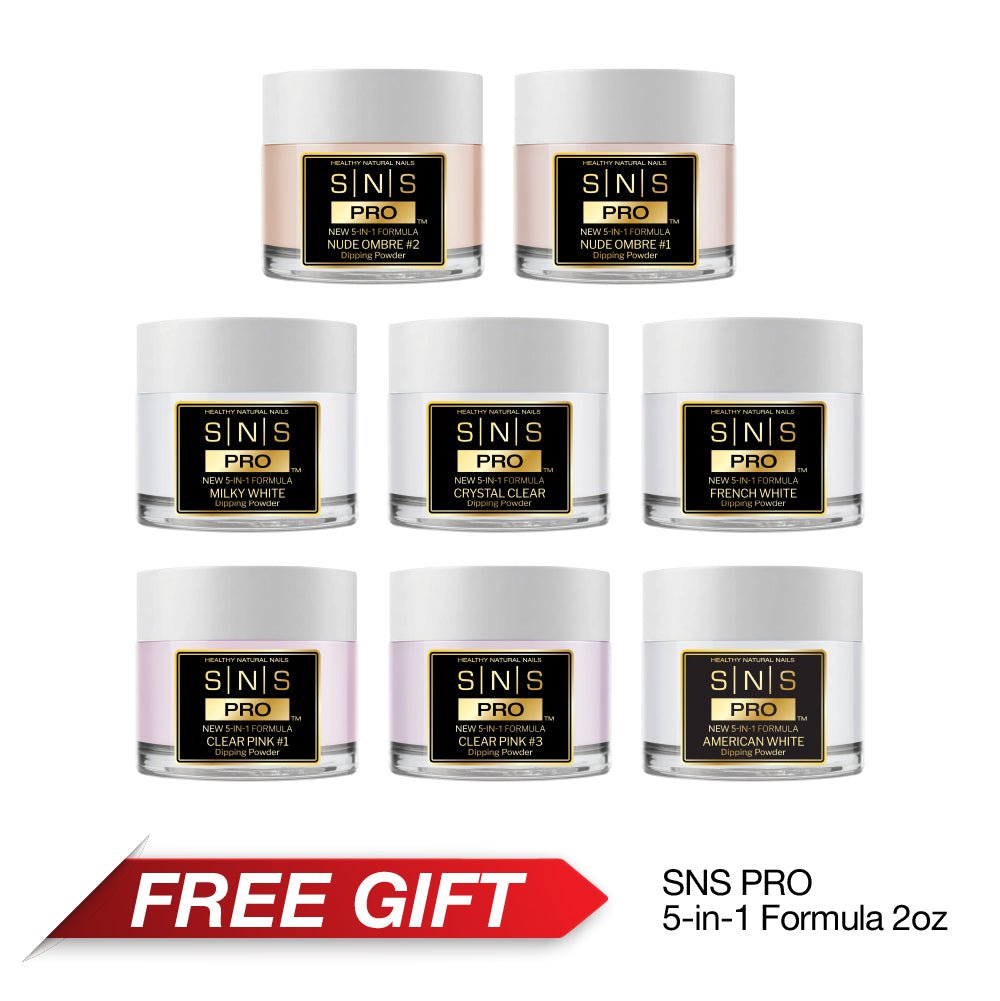 SNS Pro Dipping Powder - Set 144 Colors - Pink Collection - FREE Set of 8 SNS 5-in-1 Powders + 2 Liquid Sets + 1 SNS Lamp