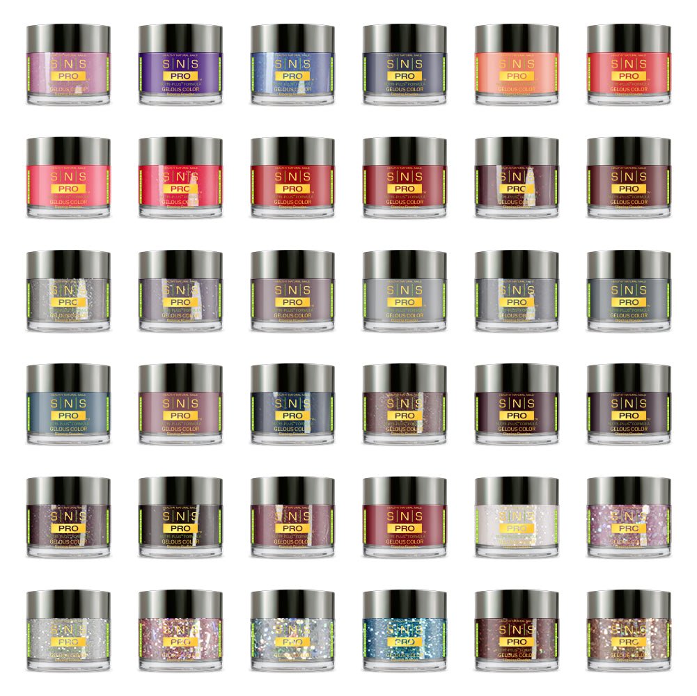 SNS Pro Dipping Powder - Set 36 Colors - Board 2 Burgundy (037 - 072) - DTK Nail Supply