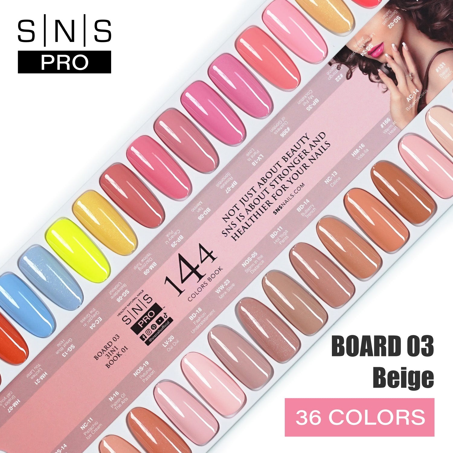 SNS Pro Dipping Powder - Set 36 Colors - Board 3 Beige (073 - 108) - DTK Nail Supply