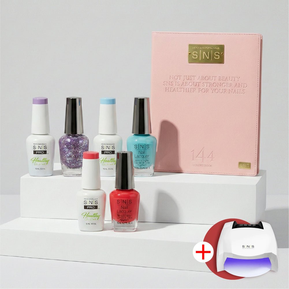SNS Pro Gel Nail Polish Duo - Set 144 Colors - Pink Collection - FREE 1 SNS Cordless UV/LED Nail Lamps 54W - DTK Nail Supply