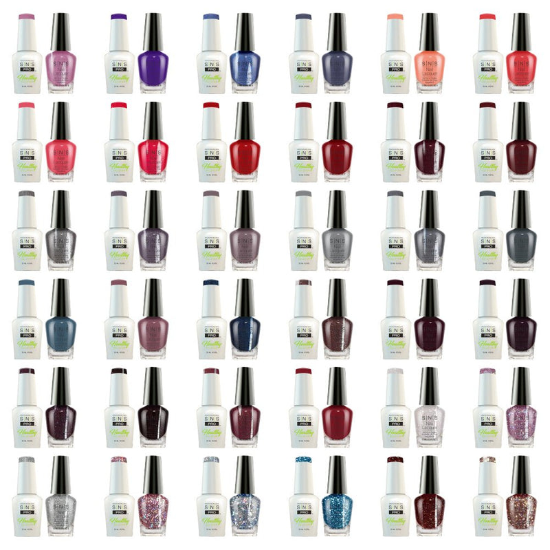 SNS Pro Gel Nail Polish Duo Set 36 Colors - Board 2 Burgundy (037 - 072) - DTK Nail Supply