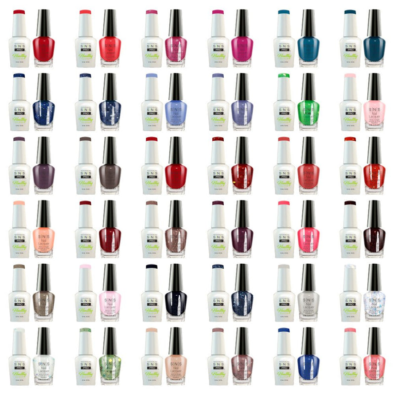 SNS Pro Gel Nail Polish Duo Set 36 Colors - Board 2 Pink Collection (037 - 072) - DTK Nail Supply