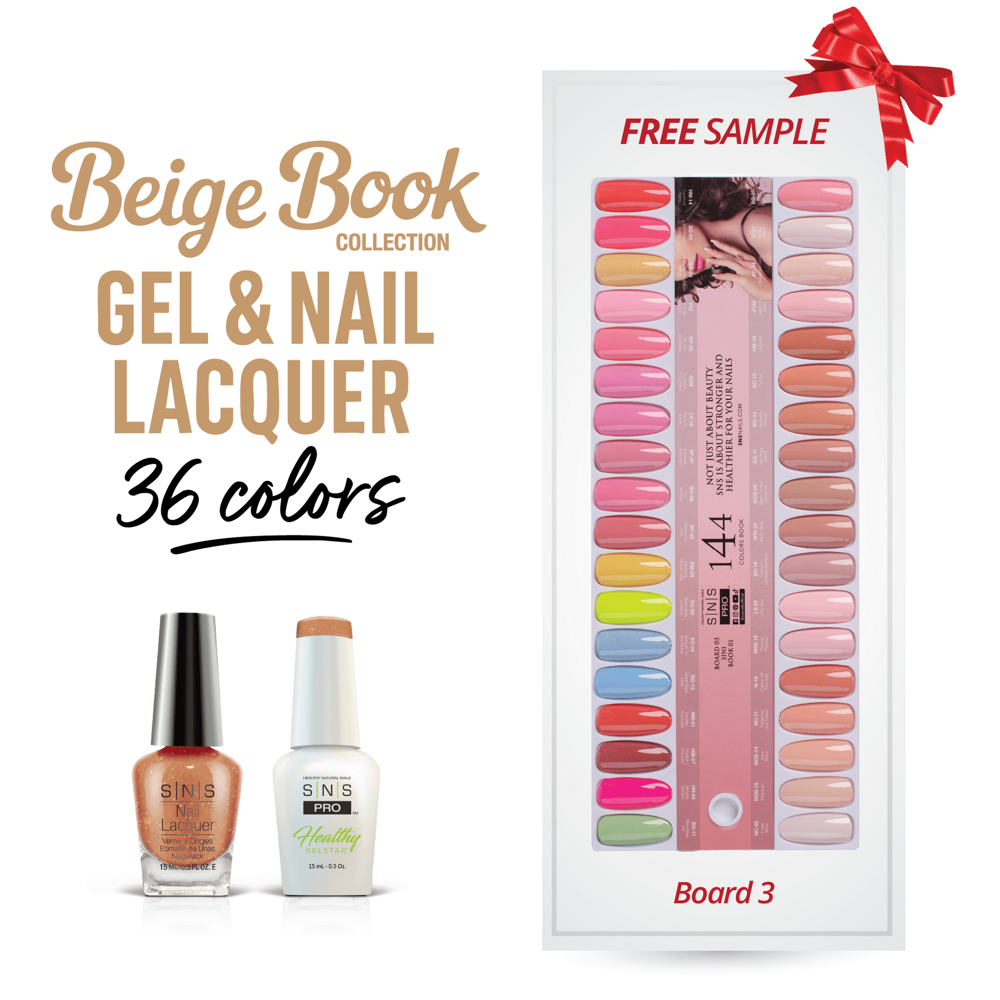 SNS Pro Gel Nail Polish Duo Set 36 Colors - Board 3 Beige (073 - 108) - DTK Nail Supply