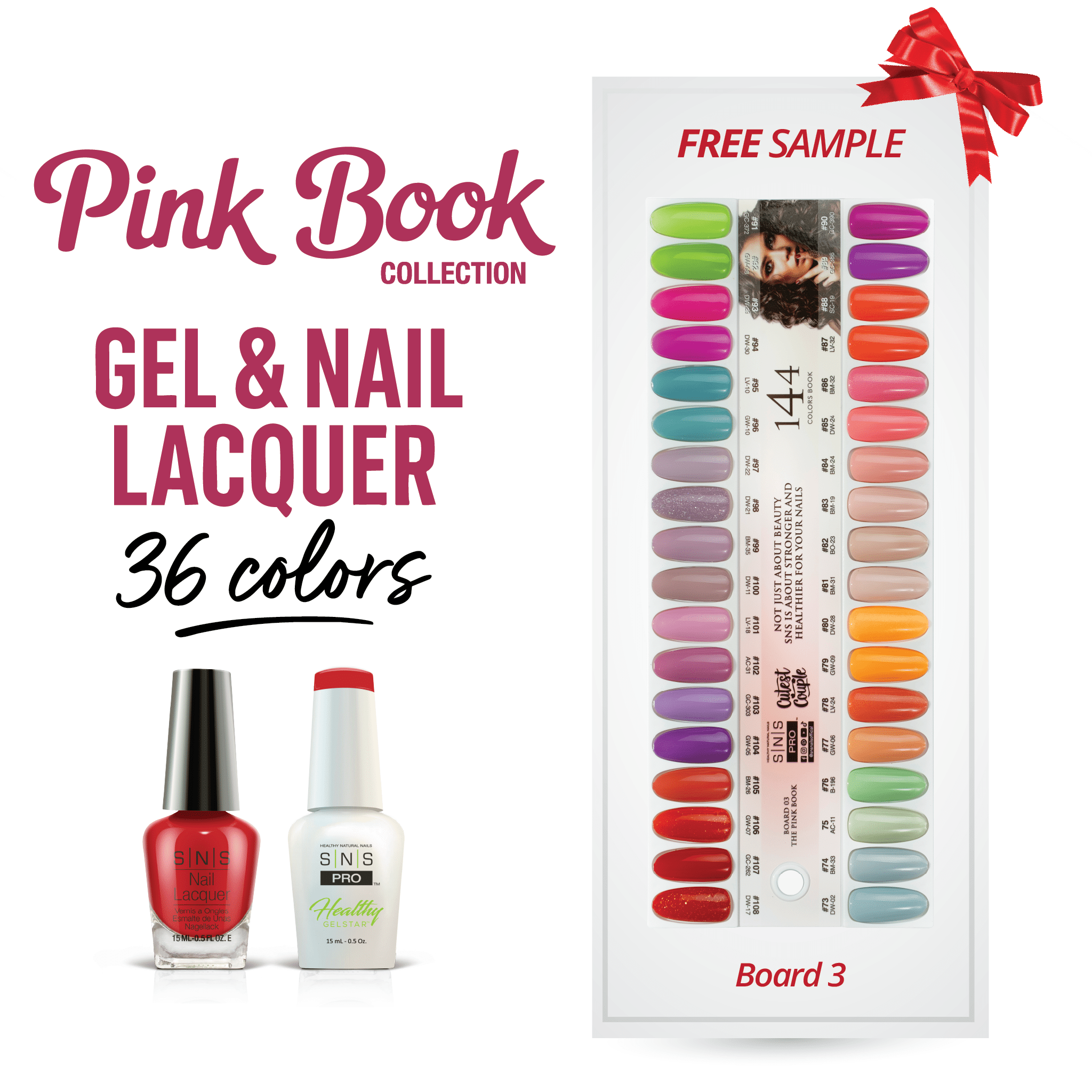 SNS Pro Gel Nail Polish Duo Set 36 Colors - Board 3 Pink Collection (073 - 108) - DTK Nail Supply