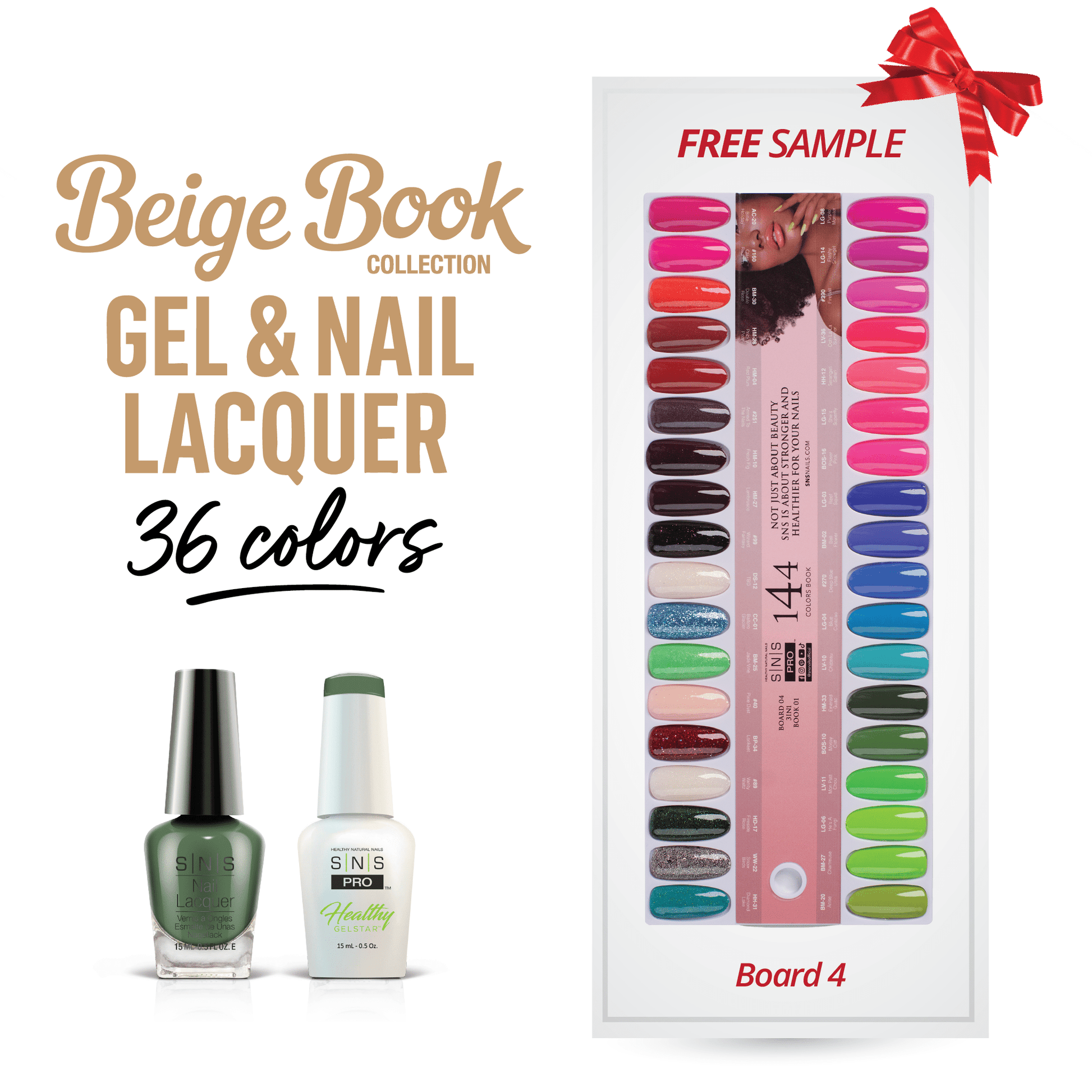 SNS Pro Gel Nail Polish Duo Set 36 Colors - Board 4 Beige (109 - 144) - DTK Nail Supply
