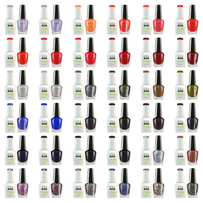 SNS Pro Gel Nail Polish Duo Set 36 Colors - Board 4 Burgundy (109 - 144) - DTK Nail Supply
