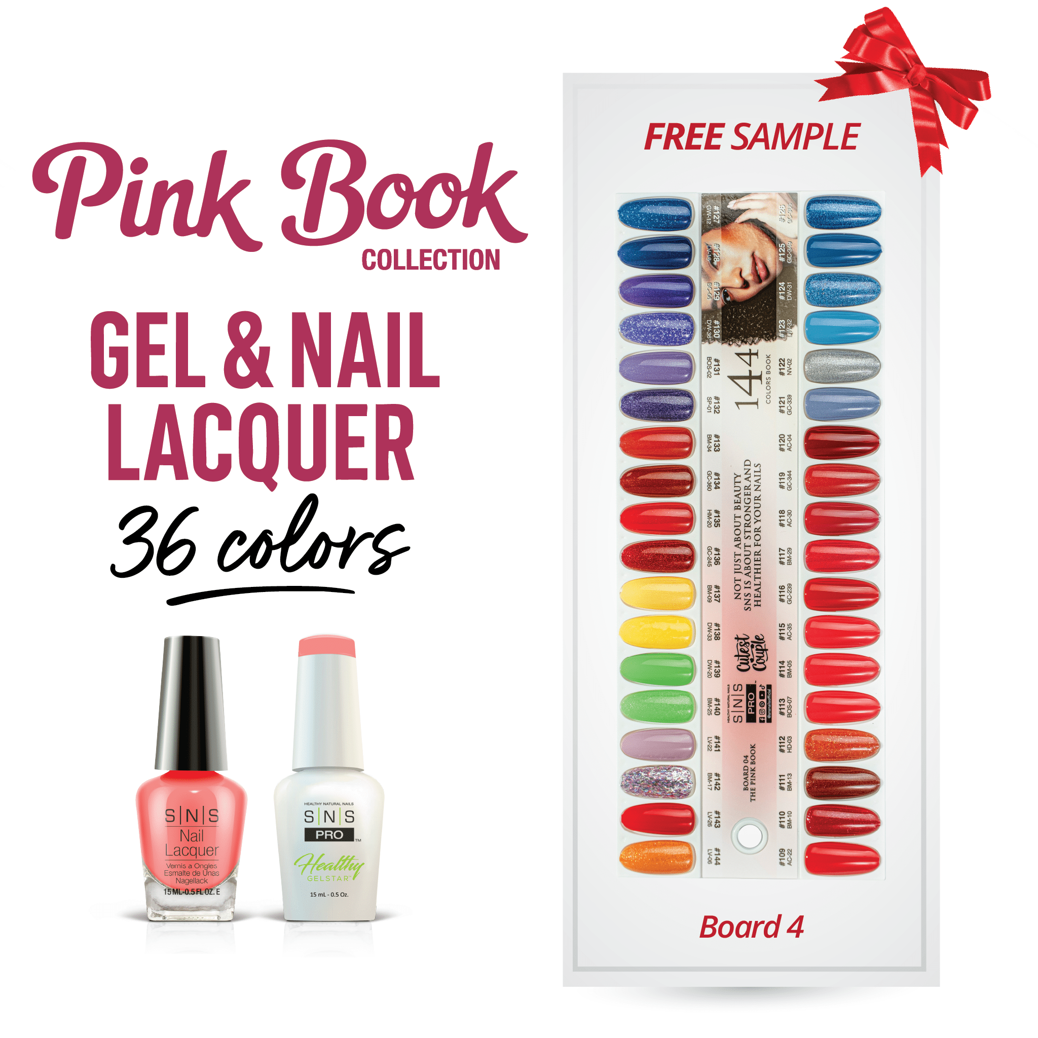 SNS Pro Gel Nail Polish Duo Set 36 Colors - Board 4 Pink Collection (109 - 144) - DTK Nail Supply