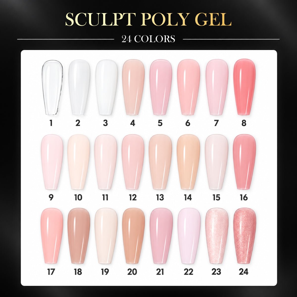 SNS Pro Sculpt Poly Gel - Set 24 Colors - HEMA & TPO Free - 0.5 oz - DTK Nail Supply