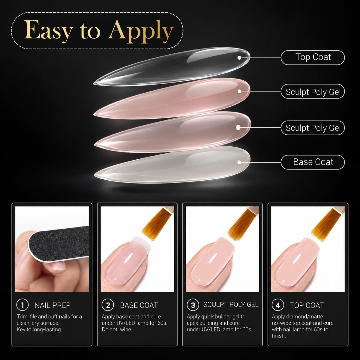 SNS Pro Sculpt Poly Gel - Set 24 Colors - HEMA & TPO Free - 0.5 oz - DTK Nail Supply