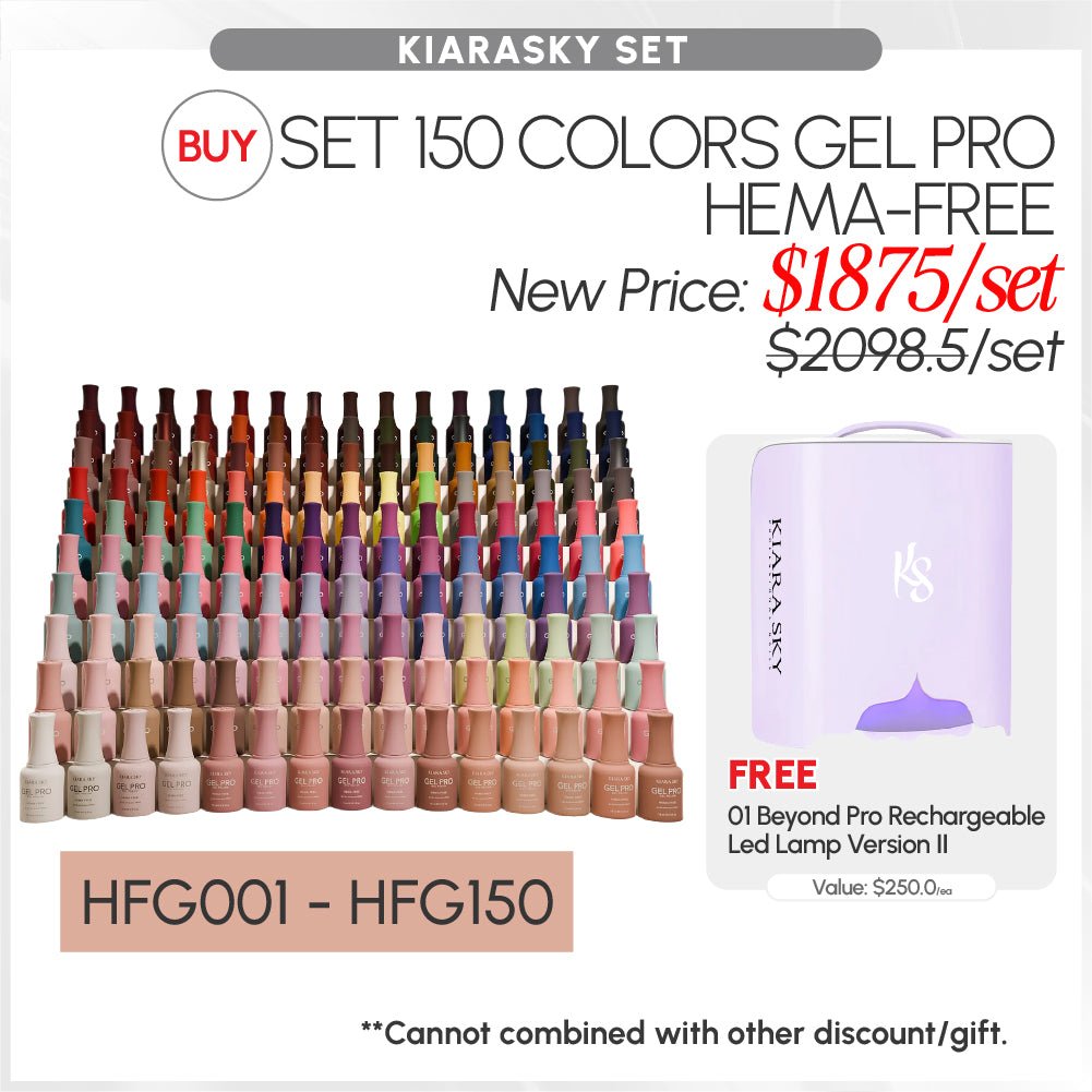 SPECIAL: Buy Full 150 Kiara Sky Pro Gel Polishes, FREE 1 KS Pro Rechargeable Lamp Ver.2 - DTK Nail Supply