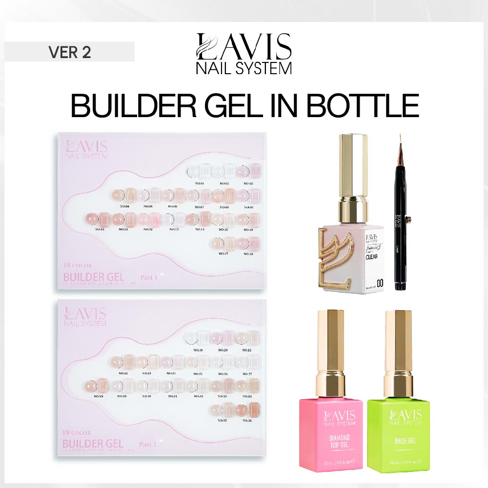 SPECIAL: Buy LAVIS Builder Gel in the Bottle Collection, FREE 1 Builder Gel - Clear, 1 Base & Top Gel, 1 Retractable Brush - DTK Nail Supply
