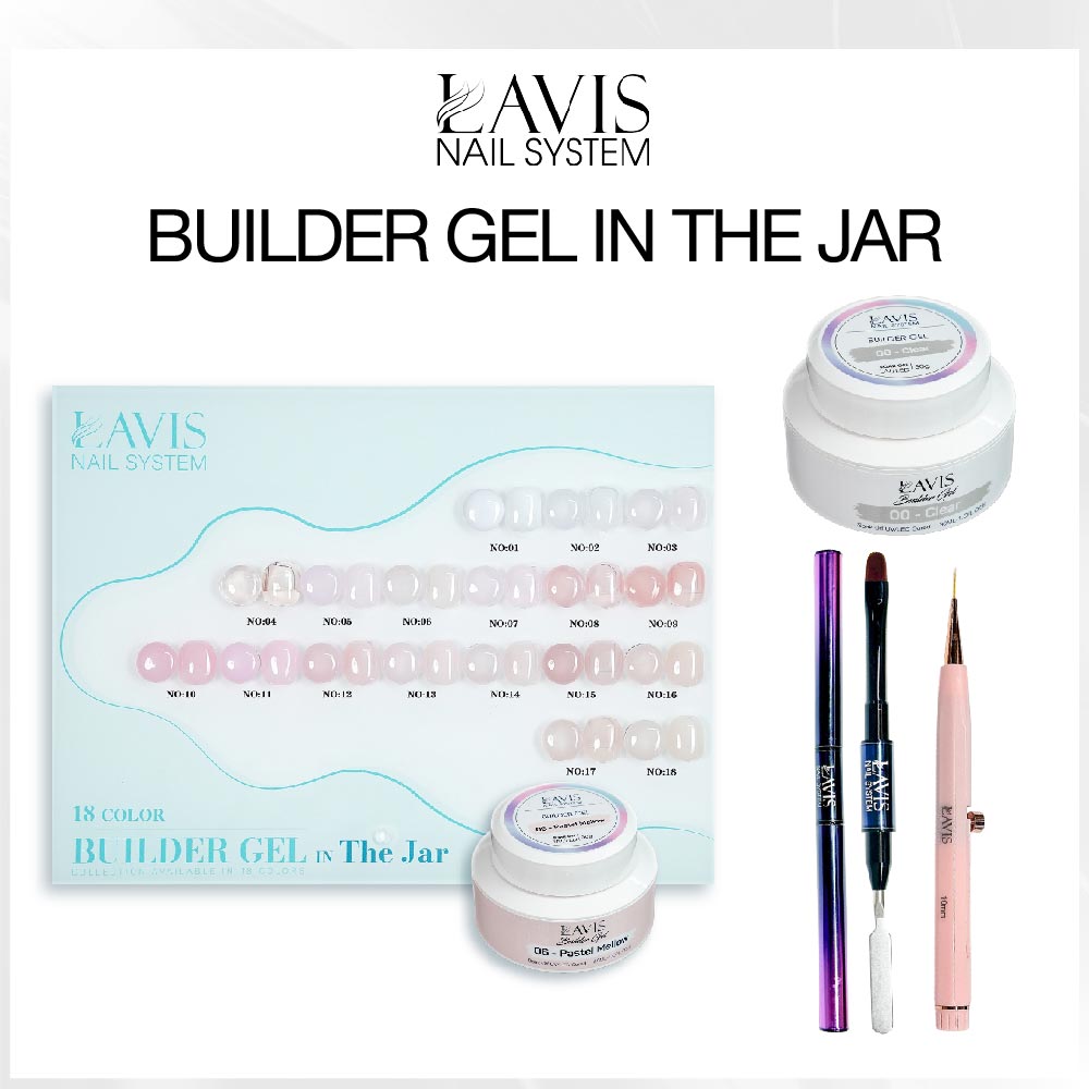 SPECIAL: Buy LAVIS Builder Gel in the Jar Collection, FREE 1 Builder Gel - Clear, 1 Poly Gel Brush, 1 Retractable Brush - DTK Nail Supply