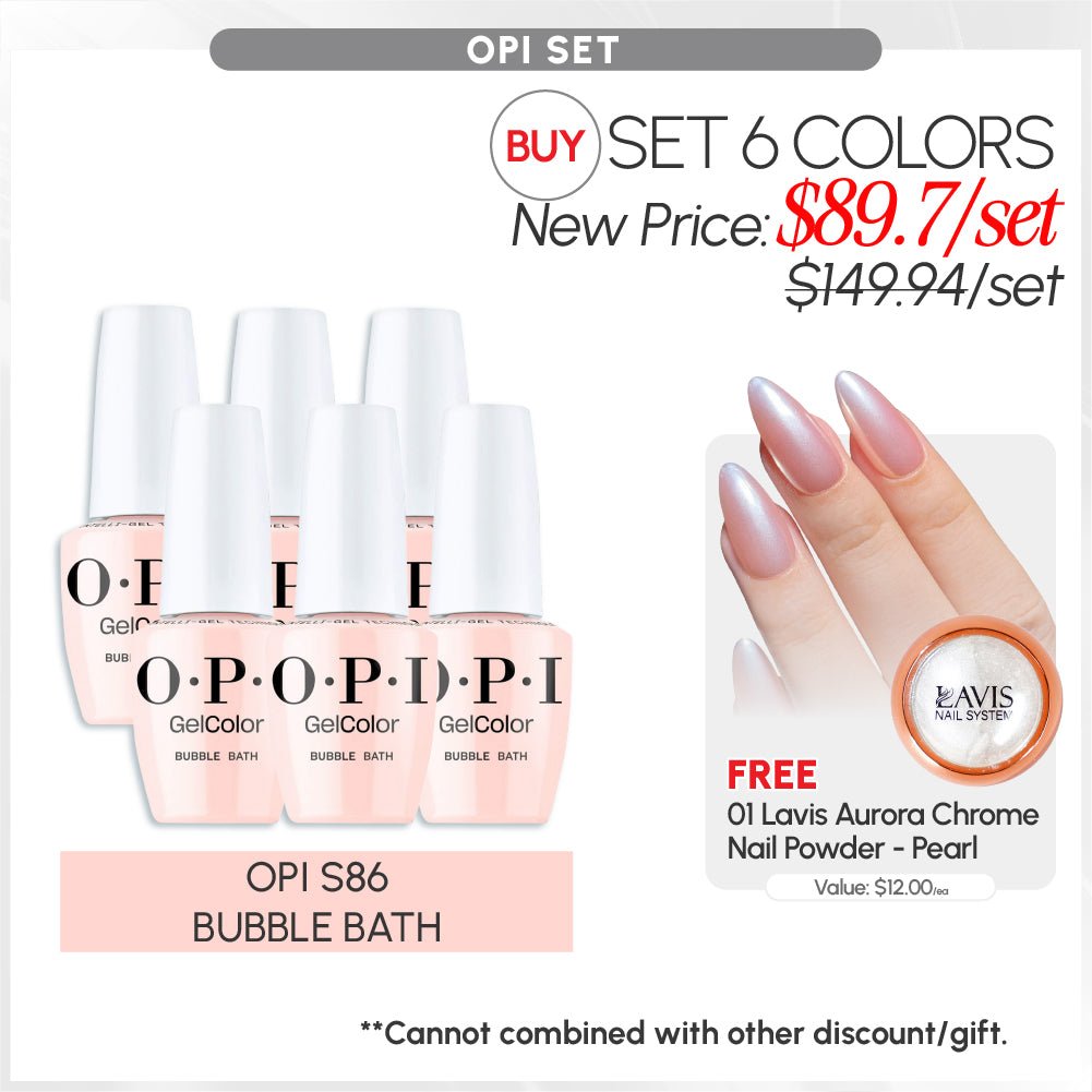 SPECIAL: OPI Set 6 Colors, FREE 1 Chrome Powder - DTK Nail Supply