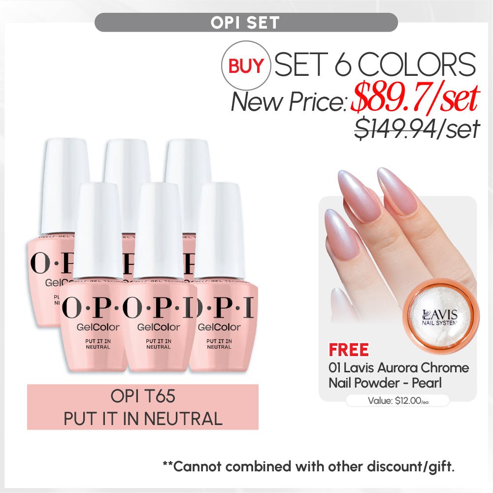 SPECIAL: OPI Set 6 Colors, FREE 1 Chrome Powder - DTK Nail Supply