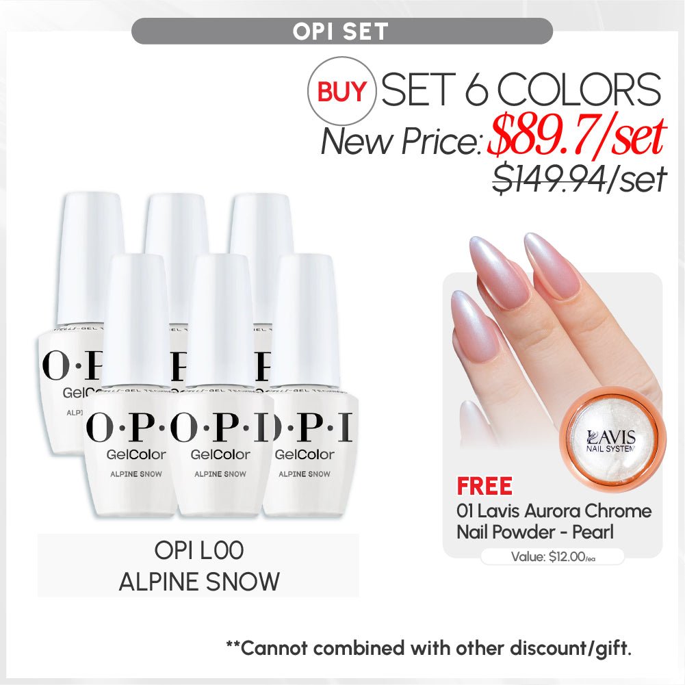 SPECIAL: OPI Set 6 Colors, FREE 1 Chrome Powder - DTK Nail Supply