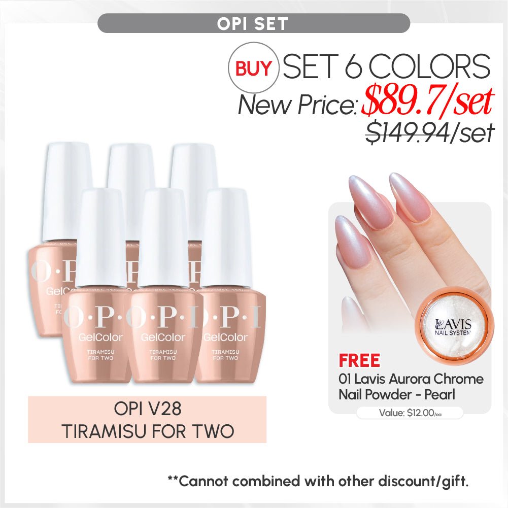 SPECIAL: OPI Set 6 Colors, FREE 1 Chrome Powder - DTK Nail Supply
