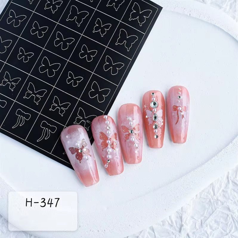 Spray Painted Nail Art Stickers H347 - Bow & Butterly - DTK Nail Supply