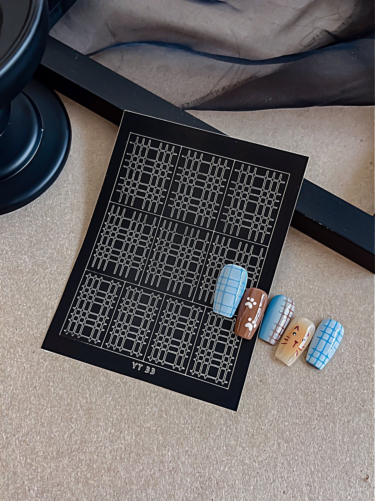 Spray Painted Nail Art Stickers H367 - Check - DTK Nail Supply