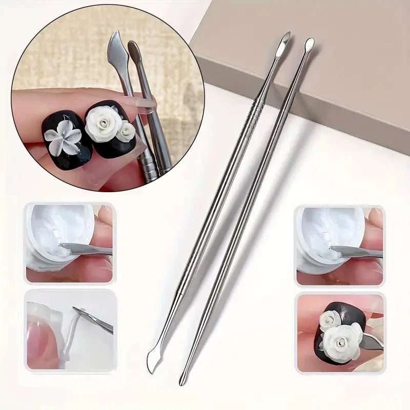 Stainless Steel Double Head Sculpting and Carving Tool - DTK Nail Supply