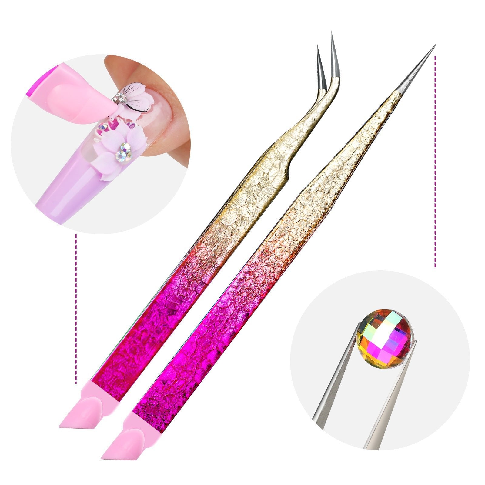 Stainless Steel Gradient Ice Tweezers Multifunctional - DTK Nail Supply