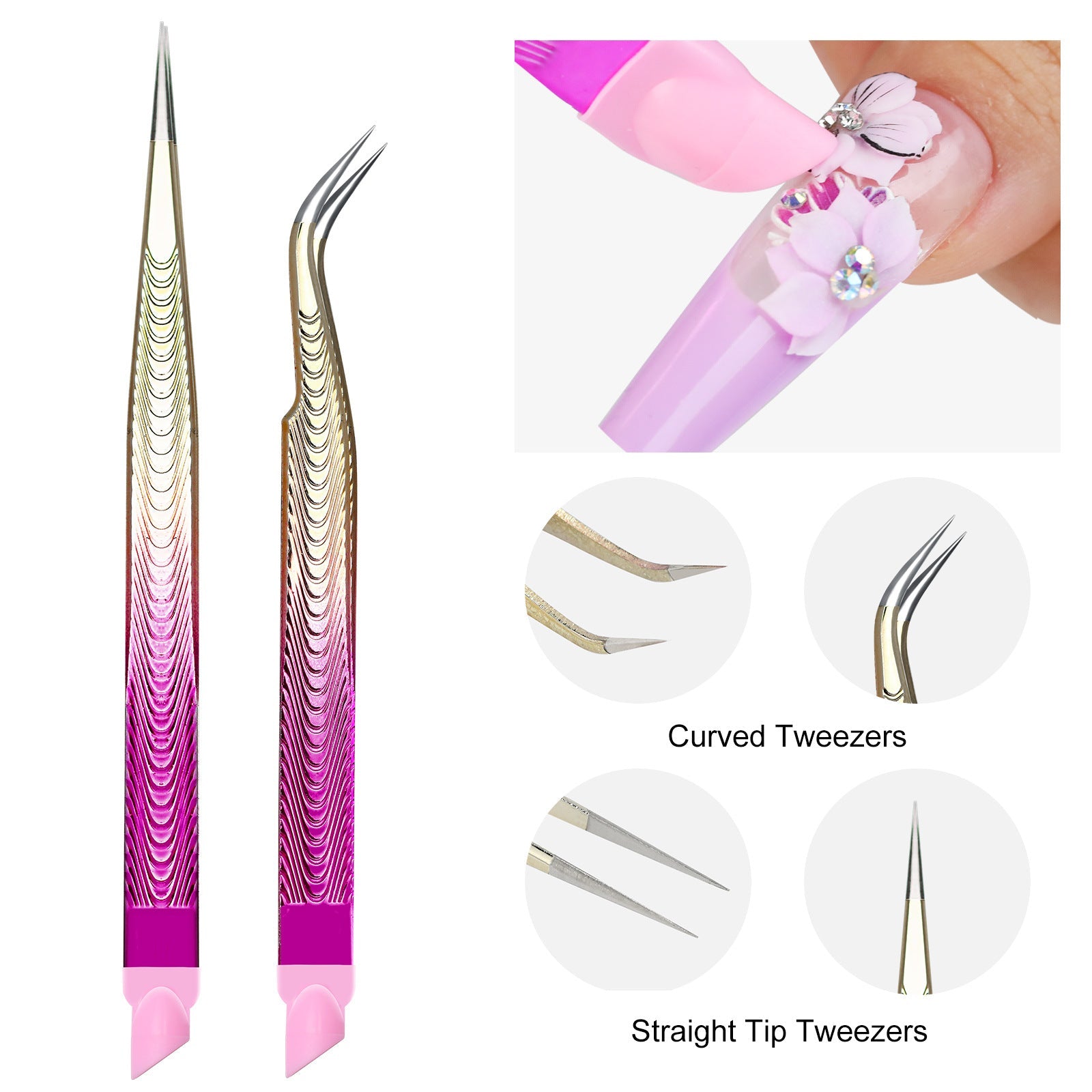 Stainless Steel Gradient Ice Tweezers Multifunctional - DTK Nail Supply