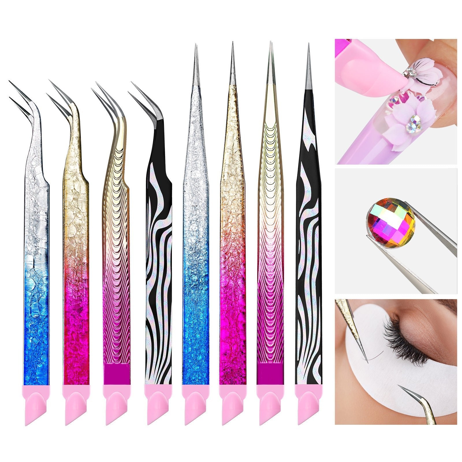 Stainless Steel Gradient Ice Tweezers Multifunctional - DTK Nail Supply