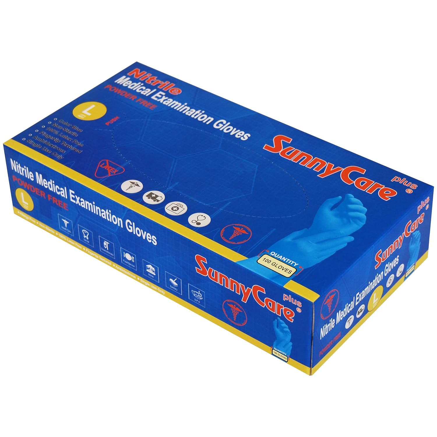 Sunnycare Nitrile Medical Examination Gloves - Size L - DTK Nail Supply