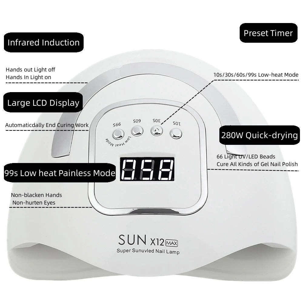 Super SUN UV LED Nail Lamps x12 Max - DTK Nail Supply