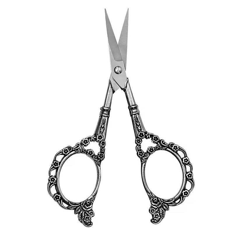 Vintage plum blossom scissors classic design sewing scissors - Silver - DTK Nail Supply