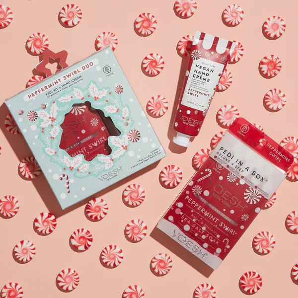 Voesh 4 In 1 Pedibox Case of 50 Pedi A Box - Peppermint Swirl - DTK Nail Supply