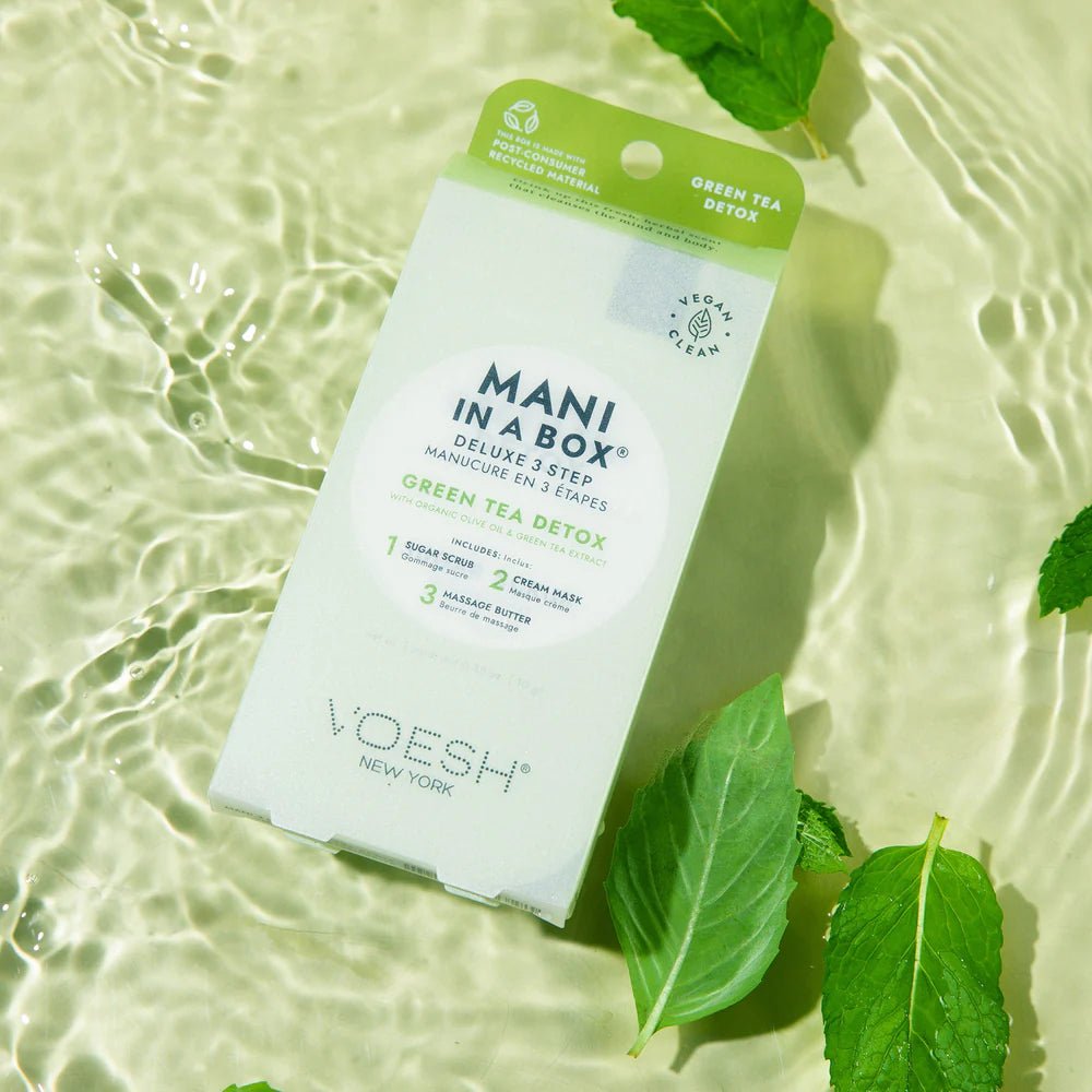 Voesh Mani In a Box 3 Step - Case of 50 Pedi A Box - Green Tea - DTK Nail Supply