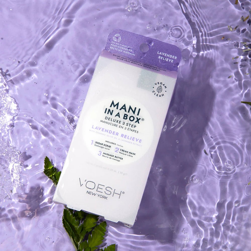 Voesh Mani In a Box 3 Step - Case of 50 Pedi A Box - Lavender Relieve - DTK Nail Supply