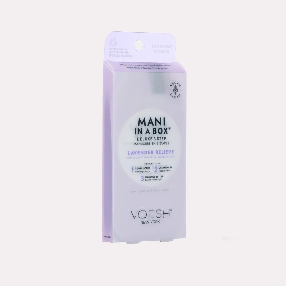 Voesh Mani In a Box 3 Step - Case of 50 Pedi A Box - Lavender Relieve - DTK Nail Supply