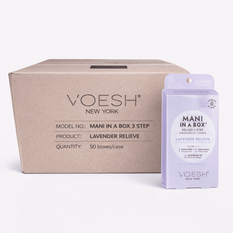 Voesh Mani In a Box 3 Step - Case of 50 Pedi A Box - Lavender Relieve - DTK Nail Supply