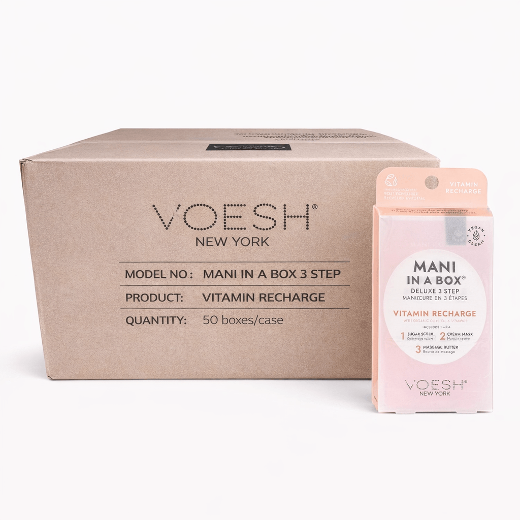 Voesh Mani In a Box Waterless 3 Step - Case of 50 Pedi A Box - Vitamin Recharge - DTK Nail Supply