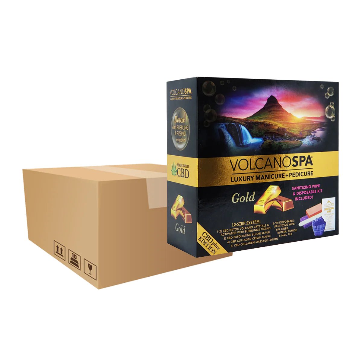 Volcano Spa Case OF 36 A Box Pedicure Spa Kit (10 step) - Gold - DTK Nail Supply