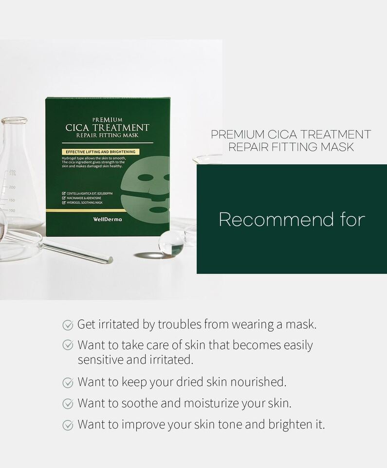 WellDerma Premium Cica Treatment Repair Fitting Mask - DTK Nail Supply