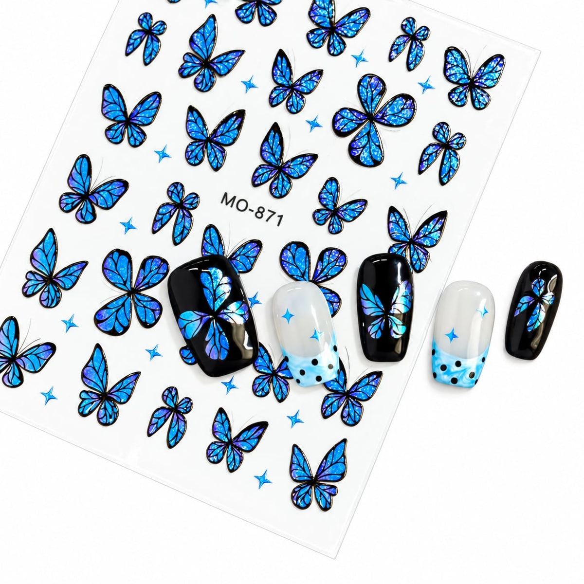 Butterfly Nail Art Stickers MO-871 - Blue - DTK Nail Supply