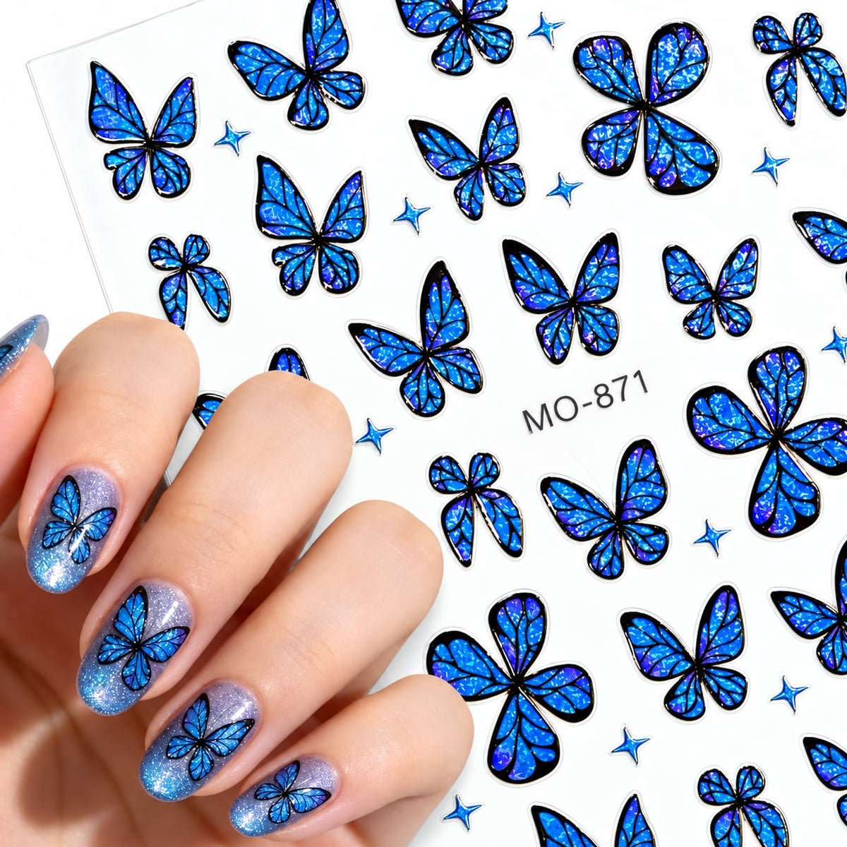 Butterfly Nail Art Stickers MO-871 - Blue - DTK Nail Supply